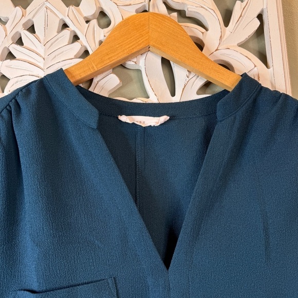 Lush Shift Shirt Dress Short Sleeve Open Neck Dress XL Pocket Blue - Picture 2 of 8